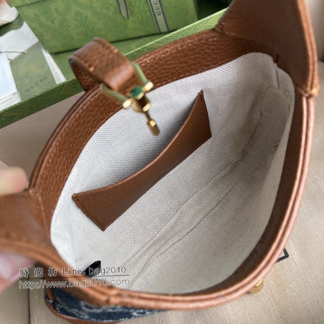 Gucci新款包包 古驰丹宁复古牛仔拼接马衔扣腋下包 Gucci手提肩背斜挎包 637092  gdj1595